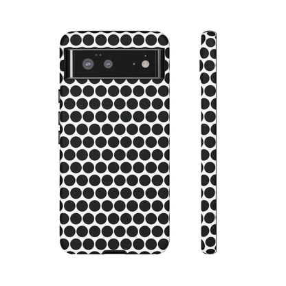 Black White Dot Pattern Tough Phone Case for iPhone, Samsung, Google