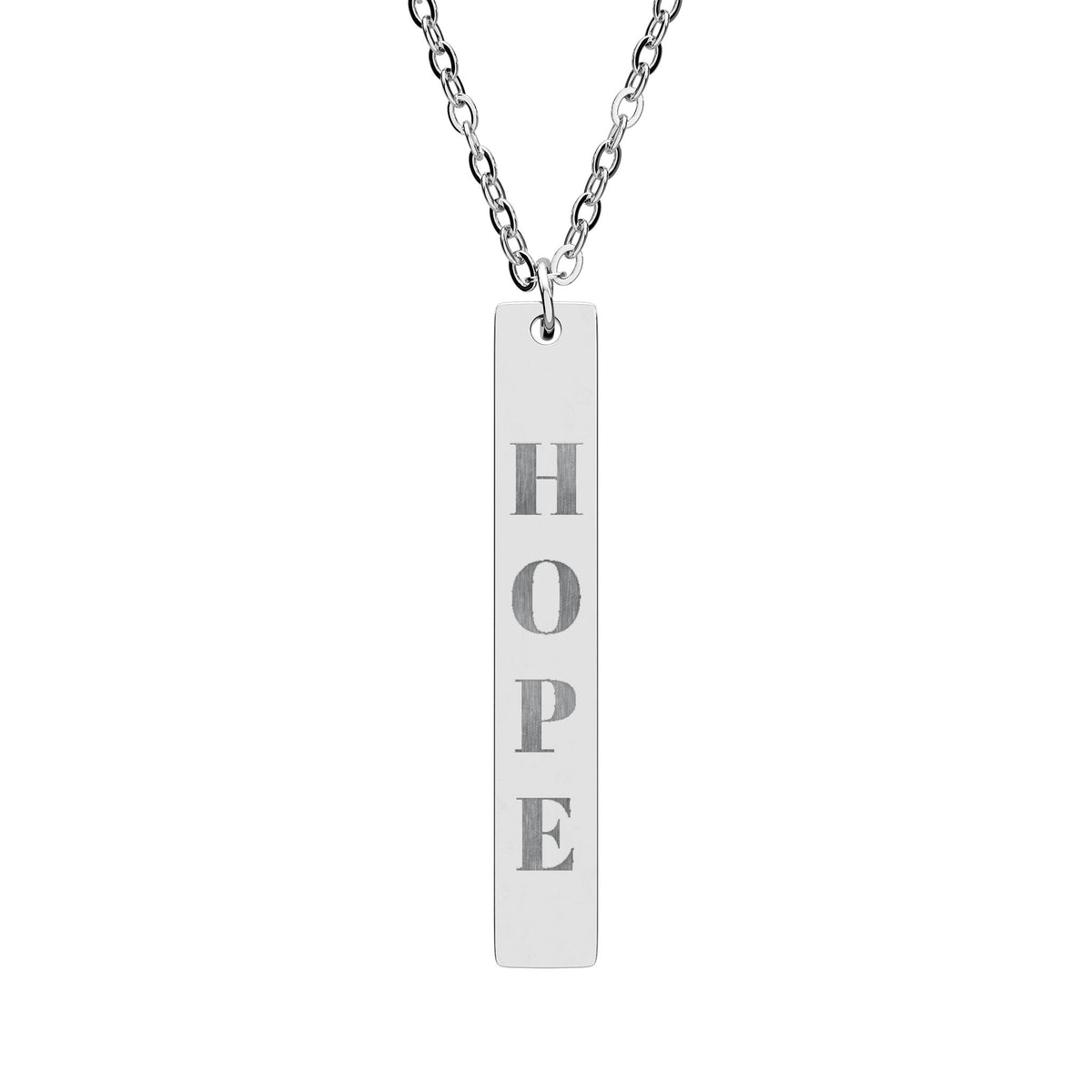 HOPE Vertical Bar Necklace | Engraved Bar Pendant
