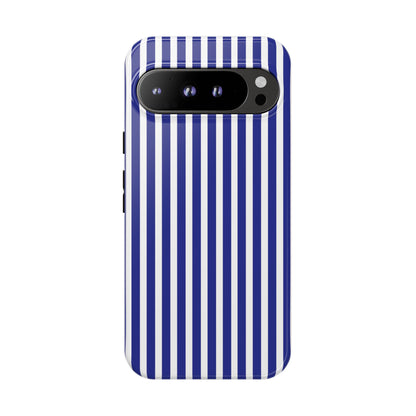 Phone Case, Blue White Striped Tough Case Cover, Protective Phone Cover, Hard Shell Phone Case, Phone Accessories, Phone Protector