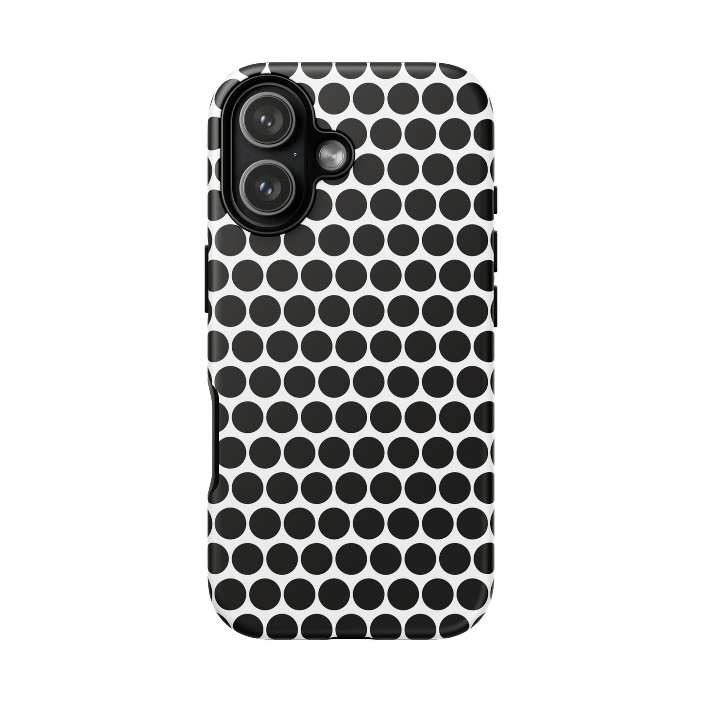 Black White Dot Pattern Tough Phone Case for iPhone, Samsung, Google