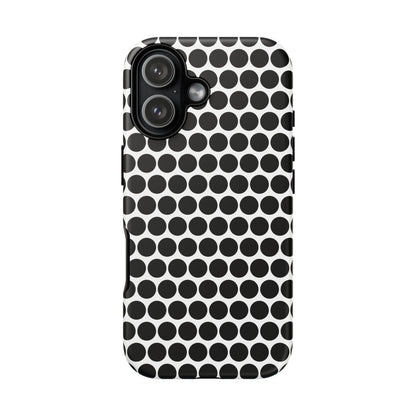 Black White Dot Pattern Tough Phone Case for iPhone, Samsung, Google