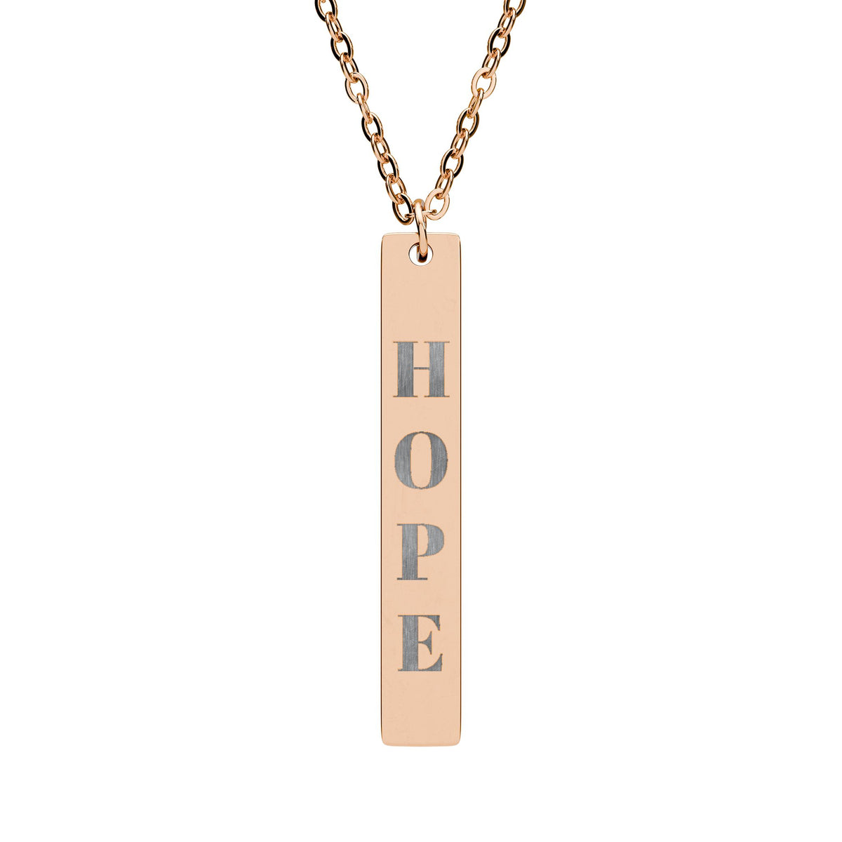 HOPE Vertical Bar Necklace | Engraved Bar Pendant