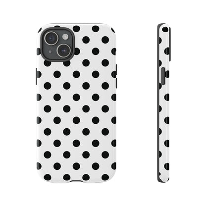 Black White Polka Dot Phone Case Cover  iPhone, Samsung Galaxy S25, Google Pixel 7