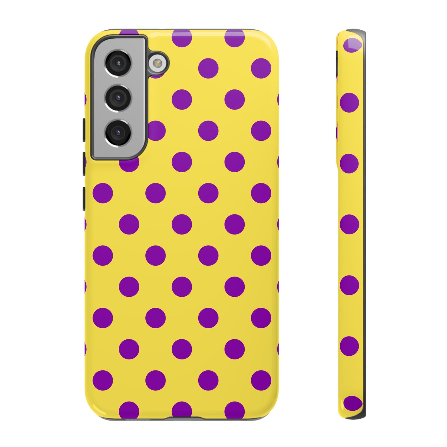Phone Case - Bright Yellow with Purple Dots