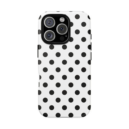 Black White Polka Dot Phone Case Cover  iPhone, Samsung Galaxy S25, Google Pixel 7