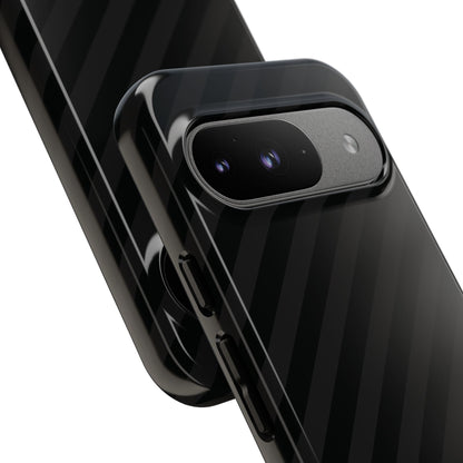 Phone Case, Black Diagonal Pattern Tough Gloss Finish Protective Cover, iPhone, Samsung, Google Pixel, Unique Geometric Design, Gift