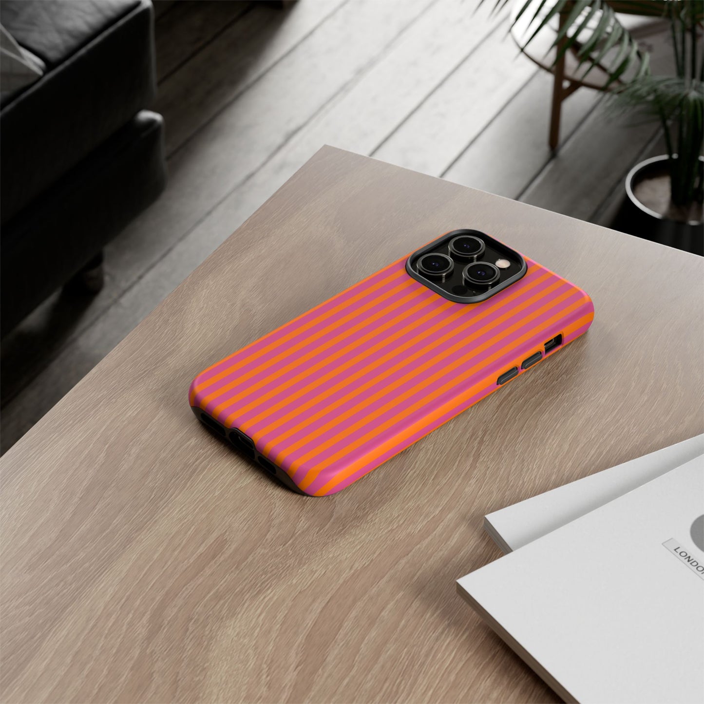 Orange Pink Striped Tough Phone Cases