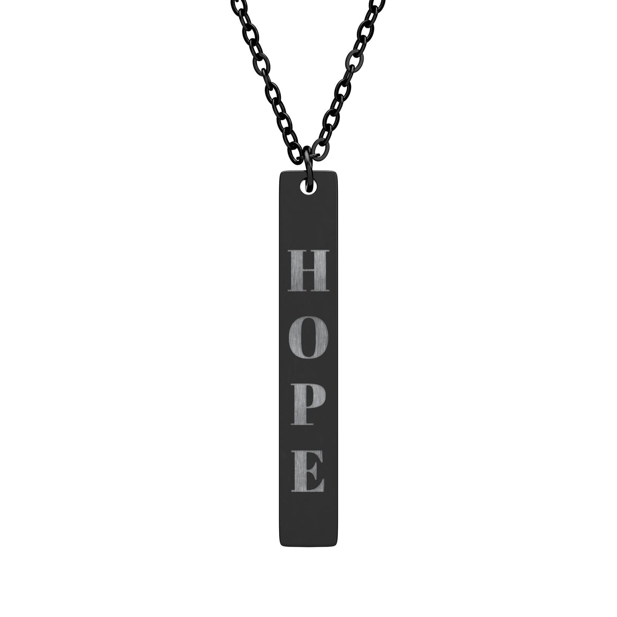 HOPE Vertical Bar Necklace | Engraved Bar Pendant