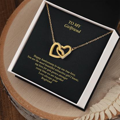 Girlfriend Necklace Intertwined Gold | Rose Gold | White Gold Hearts Pendent