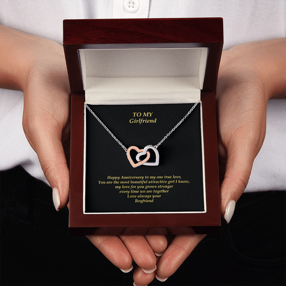 Girlfriend Necklace Intertwined Gold | Rose Gold | White Gold Hearts Pendent