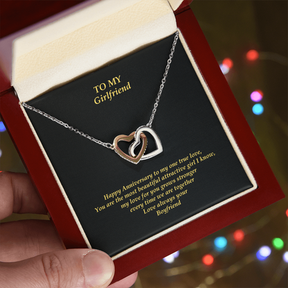 Girlfriend Necklace Intertwined Gold | Rose Gold | White Gold Hearts Pendent