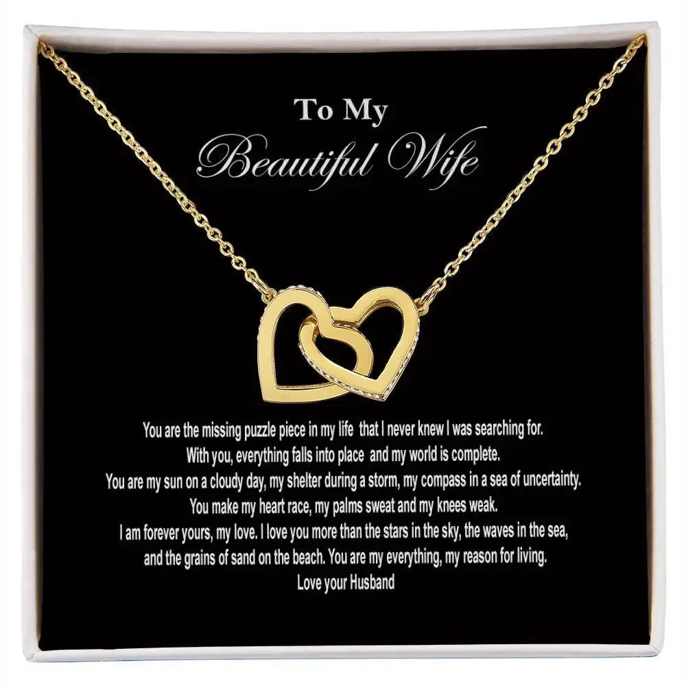 Beautiful wife Interlocking Heart Necklace