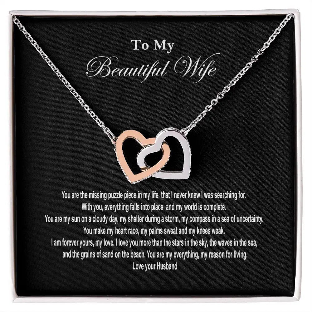 Beautiful wife Interlocking Heart Necklace