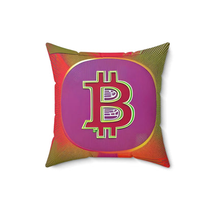 Bitcoin Red Square Throw Pillow