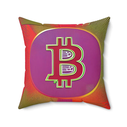 Bitcoin Red Square Throw Pillow