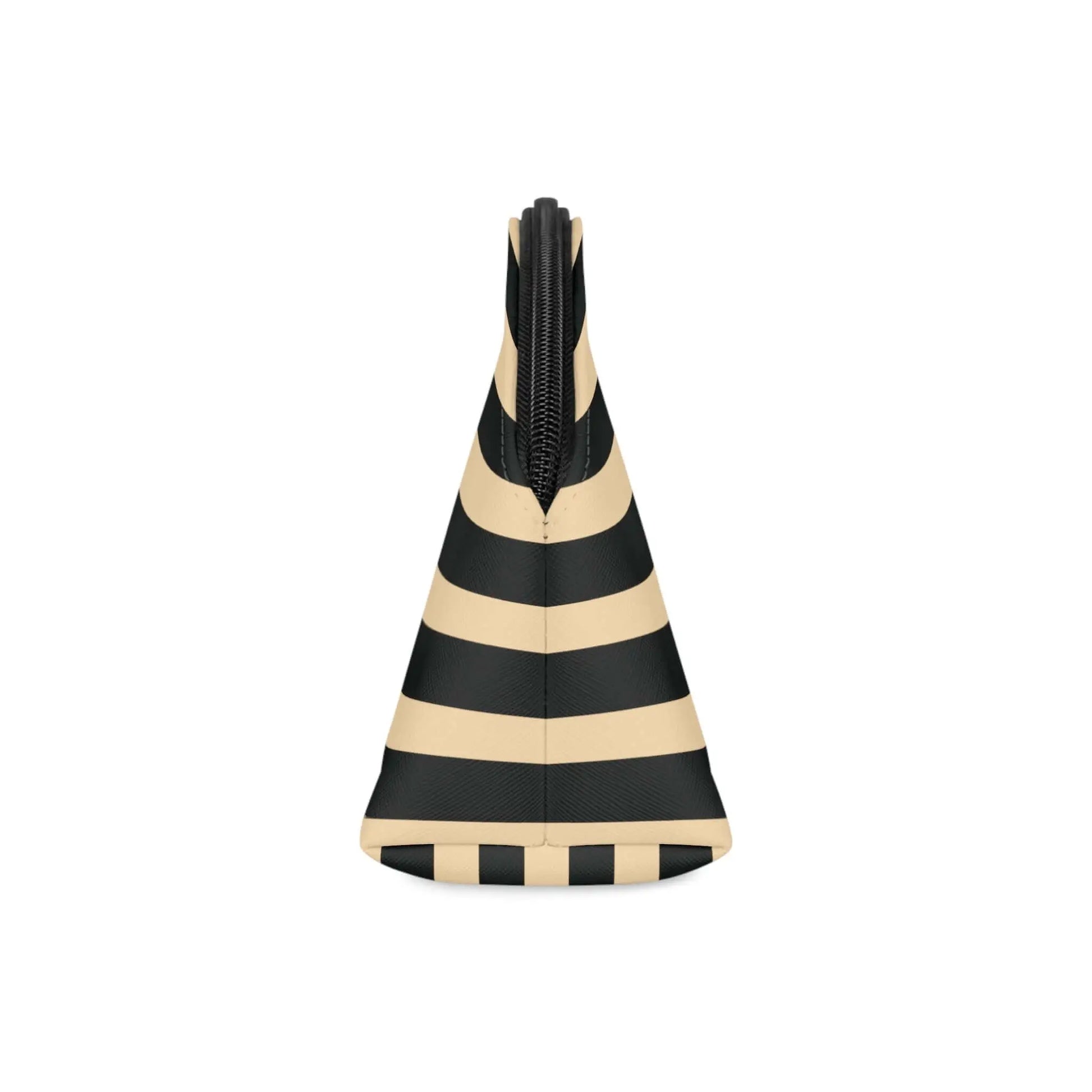 Black, Butter Yellow Stripe Makeup Travel Bag with Removable Strap