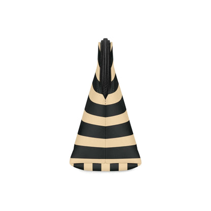 Black, Butter Yellow Stripe Makeup Travel Bag with Removable Strap
