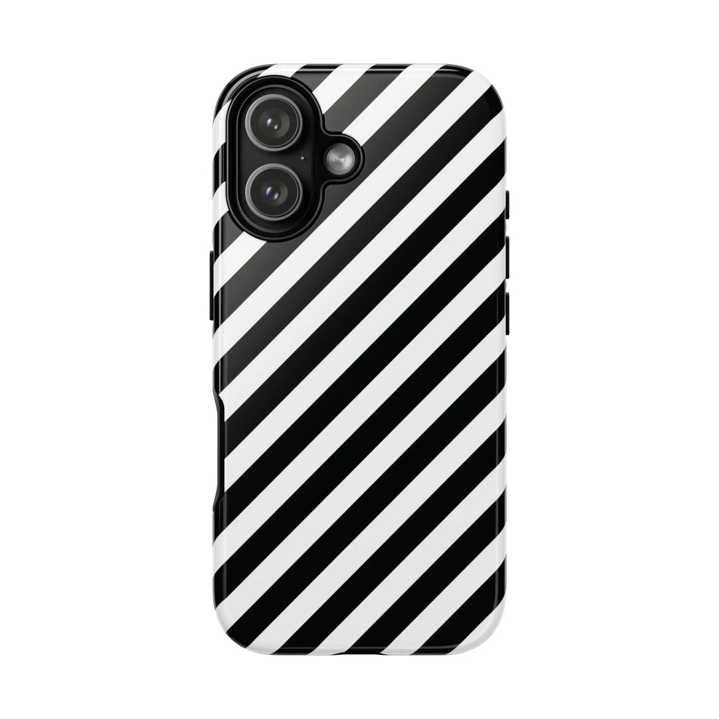 Black White Diagonal Phone Case Cover Protective Sleek Cell Phone Case Modern Smartphone Stylish - iPhone 17 / Glossy