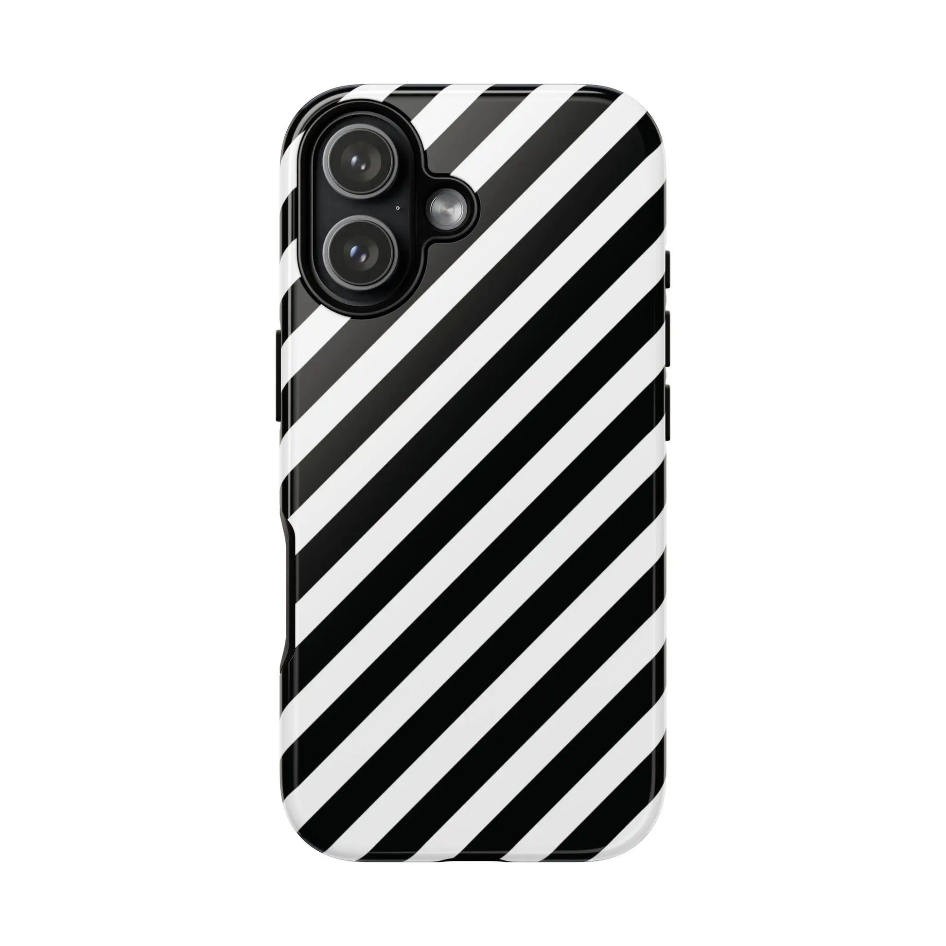 Black White Diagonal Phone Case Cover Protective Sleek Cell Phone Case Modern Smartphone Stylish - iPhone 17 / Glossy