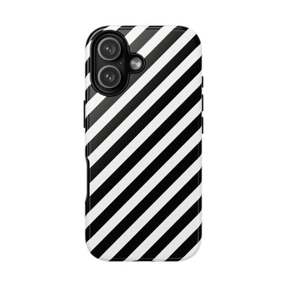 Black White Diagonal Phone Case Cover Protective Sleek Cell Phone Case Modern Smartphone Stylish - iPhone 17 / Glossy