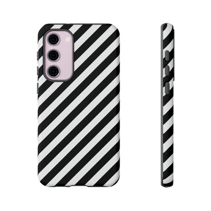 Black White Diagonal Phone Case Cover Protective Sleek Cell Phone Case Modern Smartphone Stylish - Samsung Galaxy S23