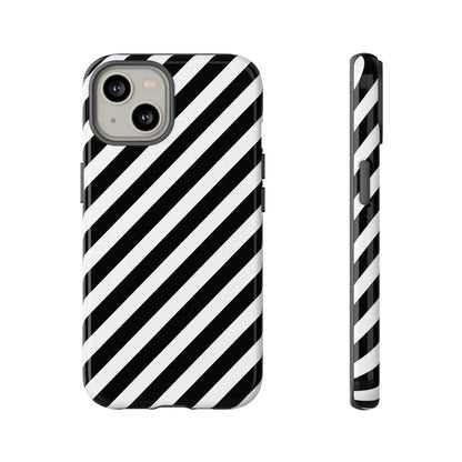 Black White Diagonal Phone Case Cover Protective Sleek Cell Phone Case Modern Smartphone Stylish - iPhone 14 / Glossy