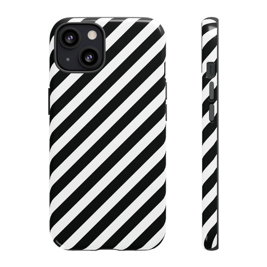 Black White Diagonal Phone Case Cover Protective Sleek Cell Phone Case Modern Smartphone Stylish - iPhone 13 / Glossy