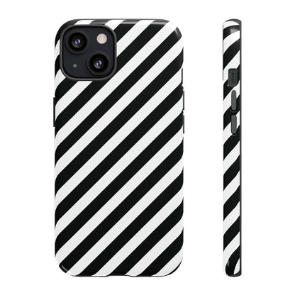 Black White Diagonal Phone Case Cover Protective Sleek Cell Phone Case Modern Smartphone Stylish - iPhone 13 / Glossy