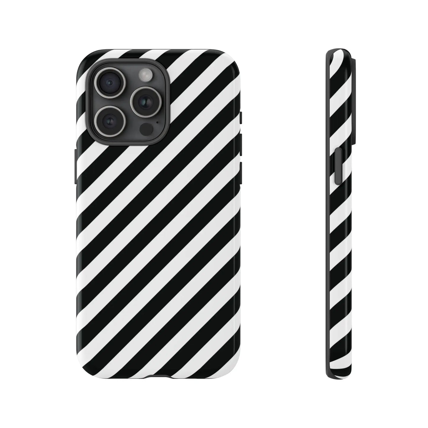 Black White Diagonal Phone Case Cover Protective Sleek Cell Phone Case Modern Smartphone Stylish - iPhone 15 Pro Max