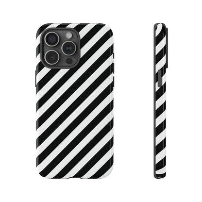 Black White Diagonal Phone Case Cover Protective Sleek Cell Phone Case Modern Smartphone Stylish - iPhone 15 Pro Max