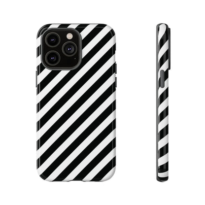 Black White Diagonal Phone Case Cover Protective Sleek Cell Phone Case Modern Smartphone Stylish - iPhone 14 Pro Max
