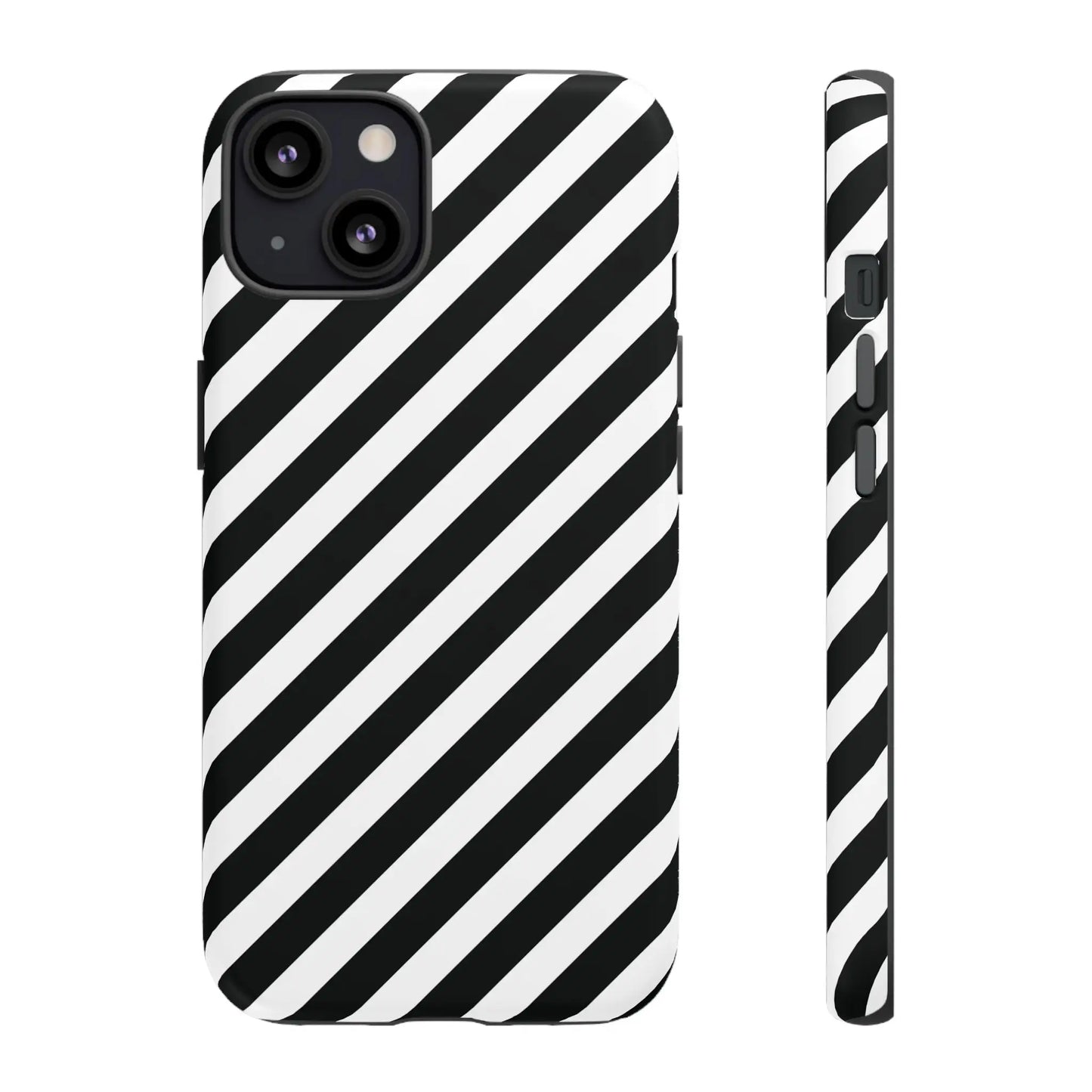 Black White Diagonal Phone Case Cover Protective Sleek Cell Phone Case Modern Smartphone Stylish - iPhone 13 / Matte