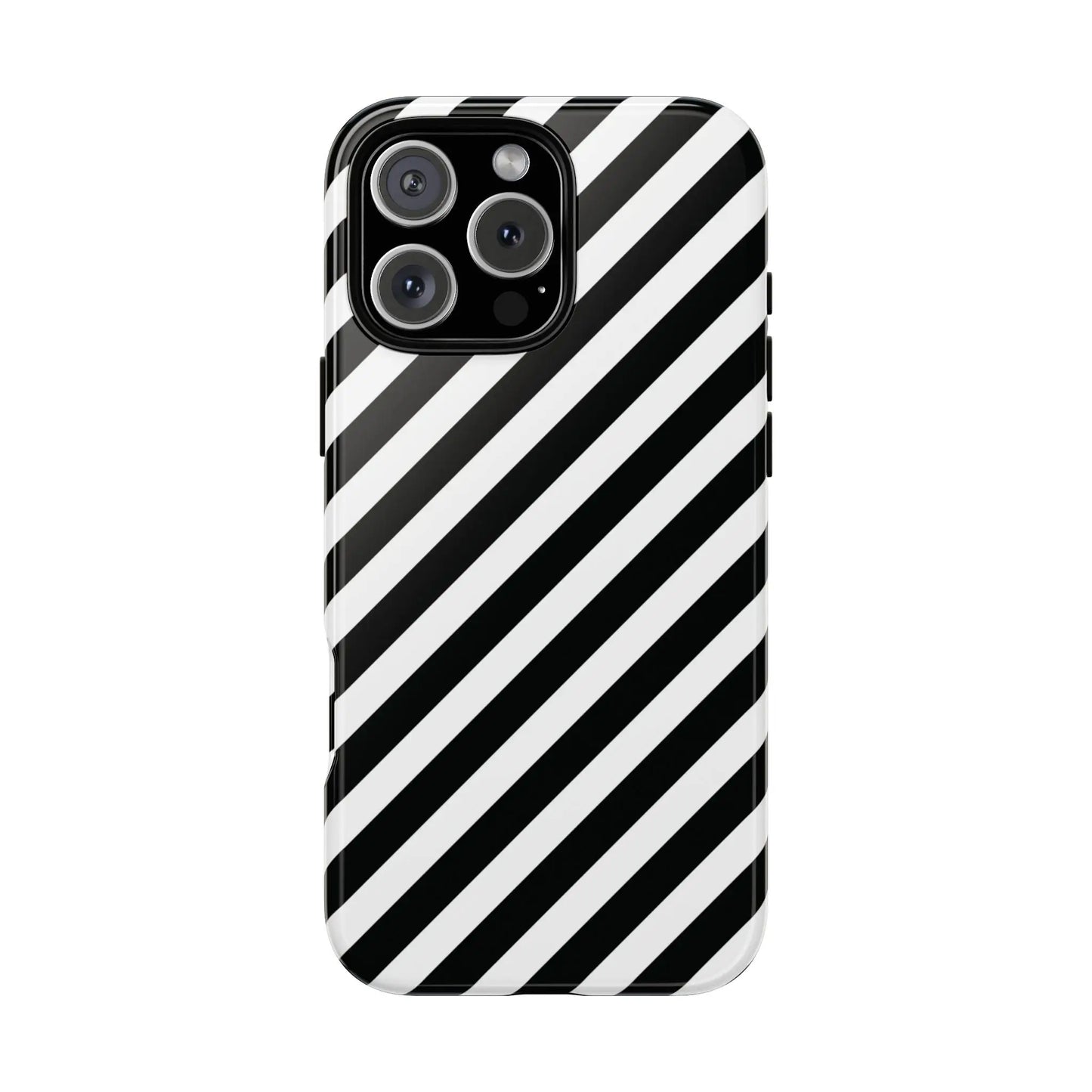 Black White Diagonal Phone Case Cover Protective Sleek Cell Phone Case Modern Smartphone Stylish - iPhone 16 Pro Max