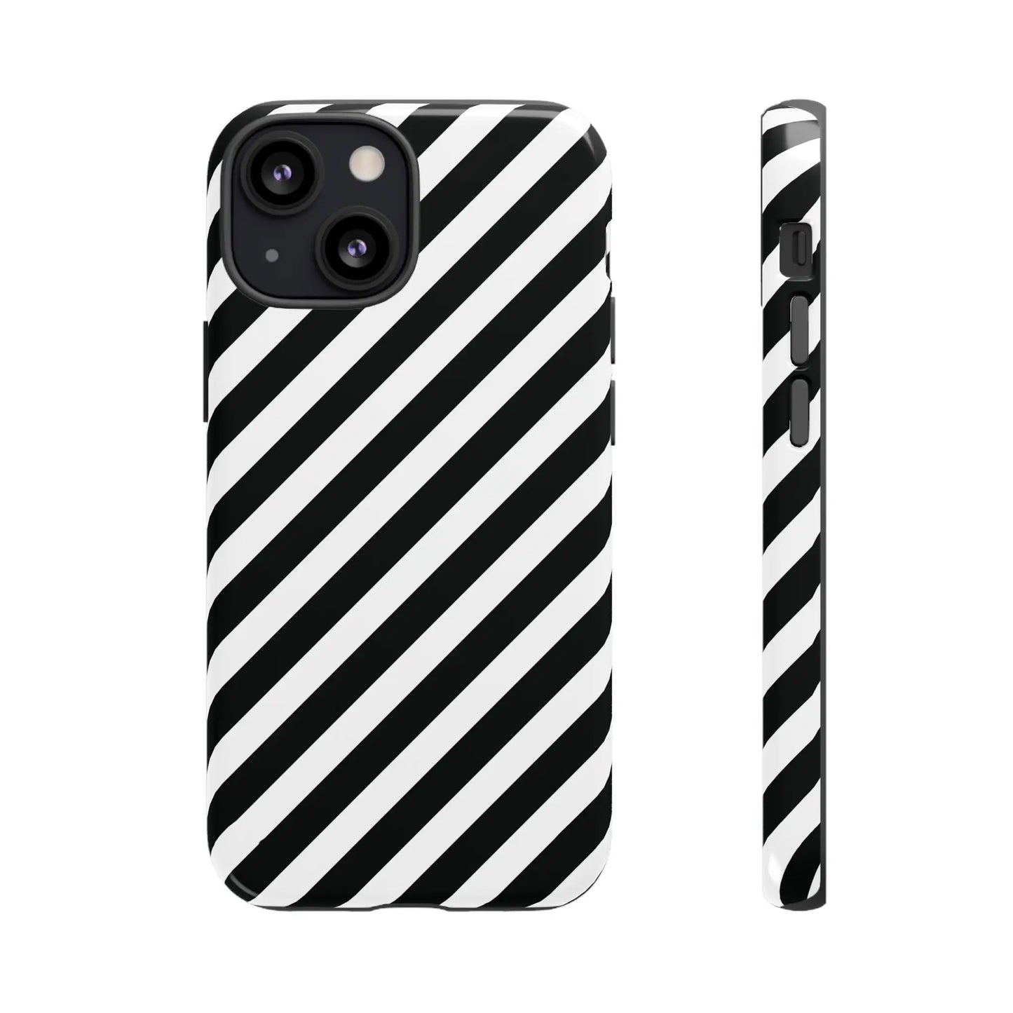 Black White Diagonal Phone Case Cover Protective Sleek Cell Phone Case Modern Smartphone Stylish - iPhone 13 Mini