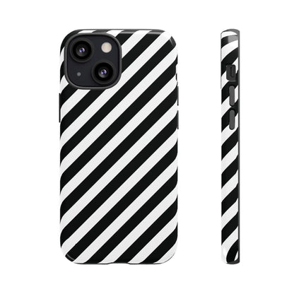 Black White Diagonal Phone Case Cover Protective Sleek Cell Phone Case Modern Smartphone Stylish - iPhone 13 Mini