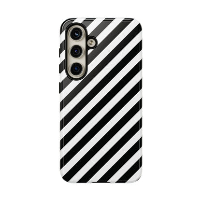 Black White Diagonal Phone Case Cover Protective Sleek Cell Phone Case Modern Smartphone Stylish - Samsung Galaxy S24