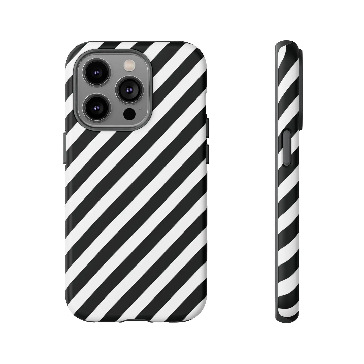 Black White Diagonal Phone Case Cover Protective Sleek Cell Phone Case Modern Smartphone Stylish - iPhone 14 Pro
