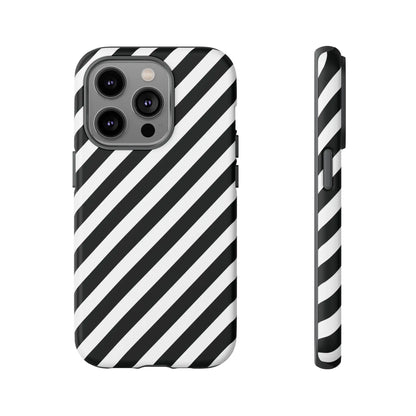 Black White Diagonal Phone Case Cover Protective Sleek Cell Phone Case Modern Smartphone Stylish - iPhone 14 Pro