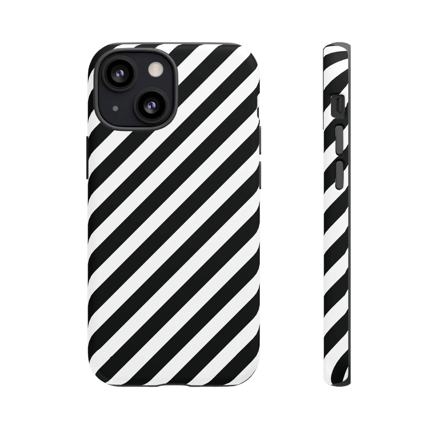Black White Diagonal Phone Case Cover Protective Sleek Cell Phone Case Modern Smartphone Stylish - iPhone 13 Mini