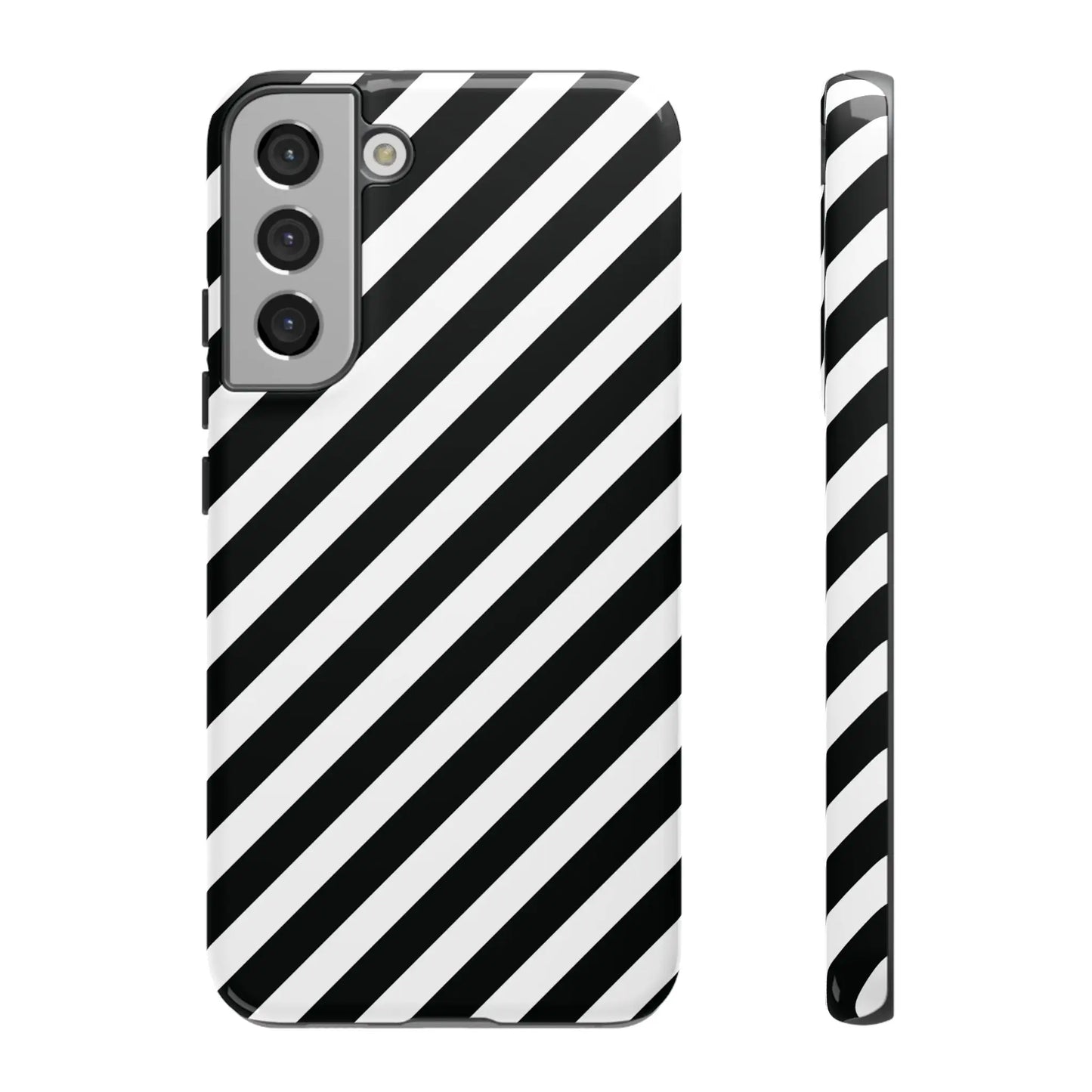 Black White Diagonal Phone Case Cover Protective Sleek Cell Phone Case Modern Smartphone Stylish - Samsung Galaxy S22