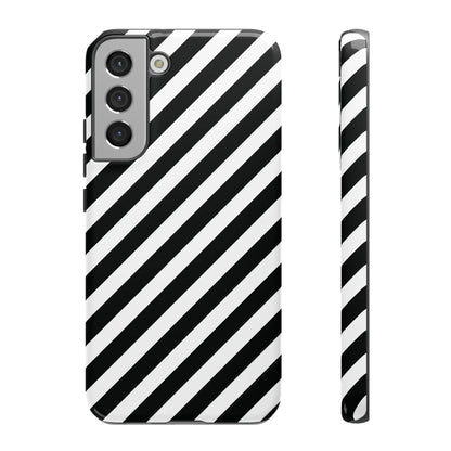 Black White Diagonal Phone Case Cover Protective Sleek Cell Phone Case Modern Smartphone Stylish - Samsung Galaxy S22