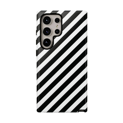 Black White Diagonal Phone Case Cover Protective Sleek Cell Phone Case Modern Smartphone Stylish - Samsung Galaxy S24