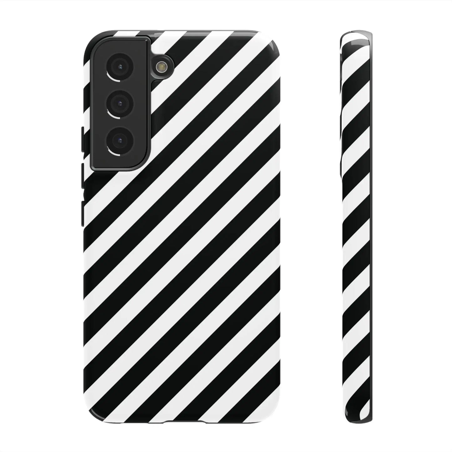 Black White Diagonal Phone Case Cover Protective Sleek Cell Phone Case Modern Smartphone Stylish - Samsung Galaxy S22