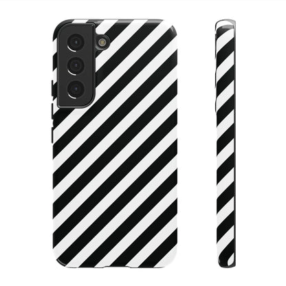 Black White Diagonal Phone Case Cover Protective Sleek Cell Phone Case Modern Smartphone Stylish - Samsung Galaxy S22