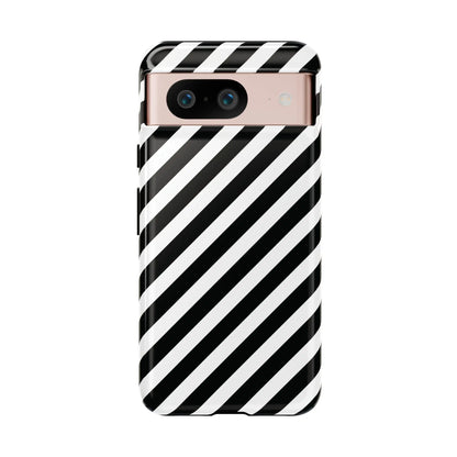 Black White Diagonal Phone Case Cover Protective Sleek Cell Phone Case Modern Smartphone Stylish - Google Pixel 8