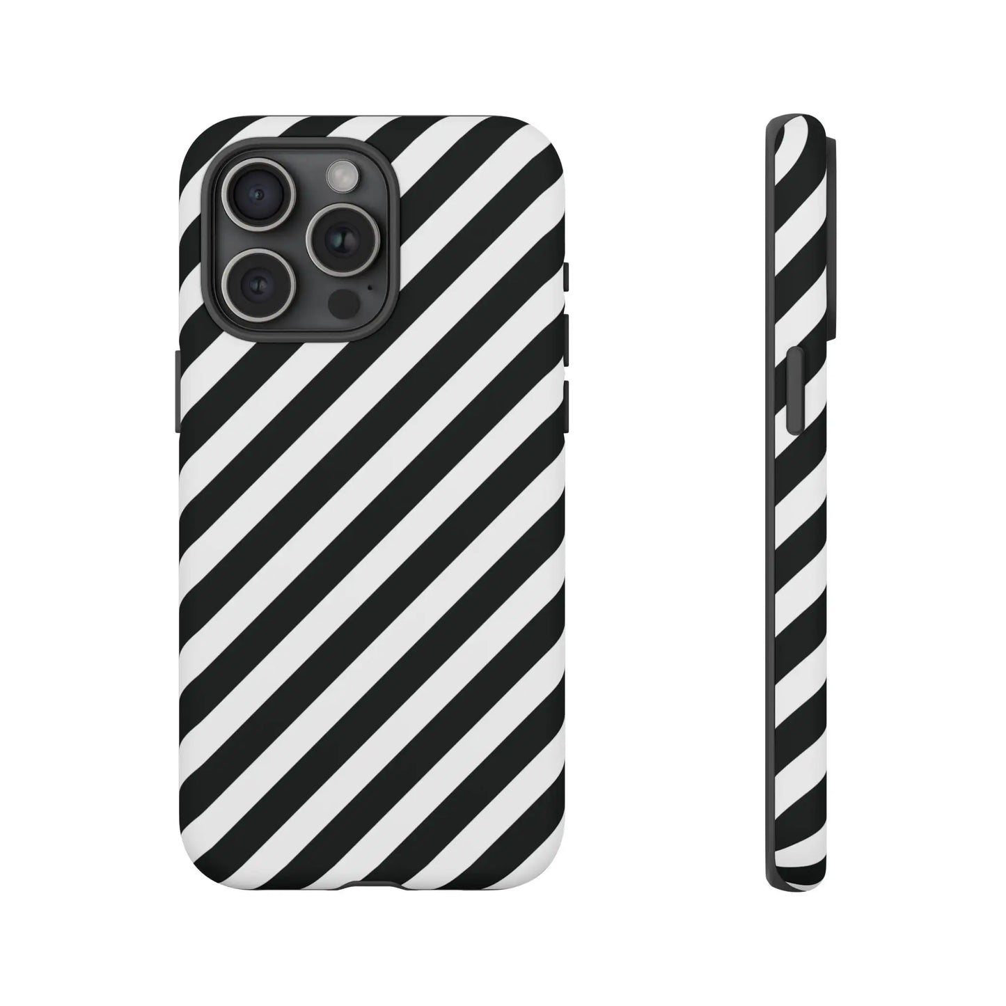 Black White Diagonal Phone Case Cover Protective Sleek Cell Phone Case Modern Smartphone Stylish - iPhone 15 Pro Max