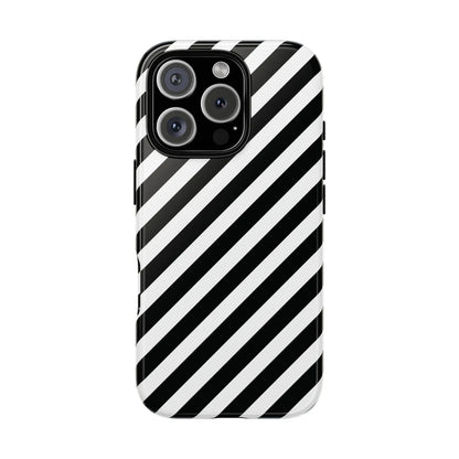 Black White Diagonal Phone Case Cover Protective Sleek Cell Phone Case Modern Smartphone Stylish - Mobile Phone Cases