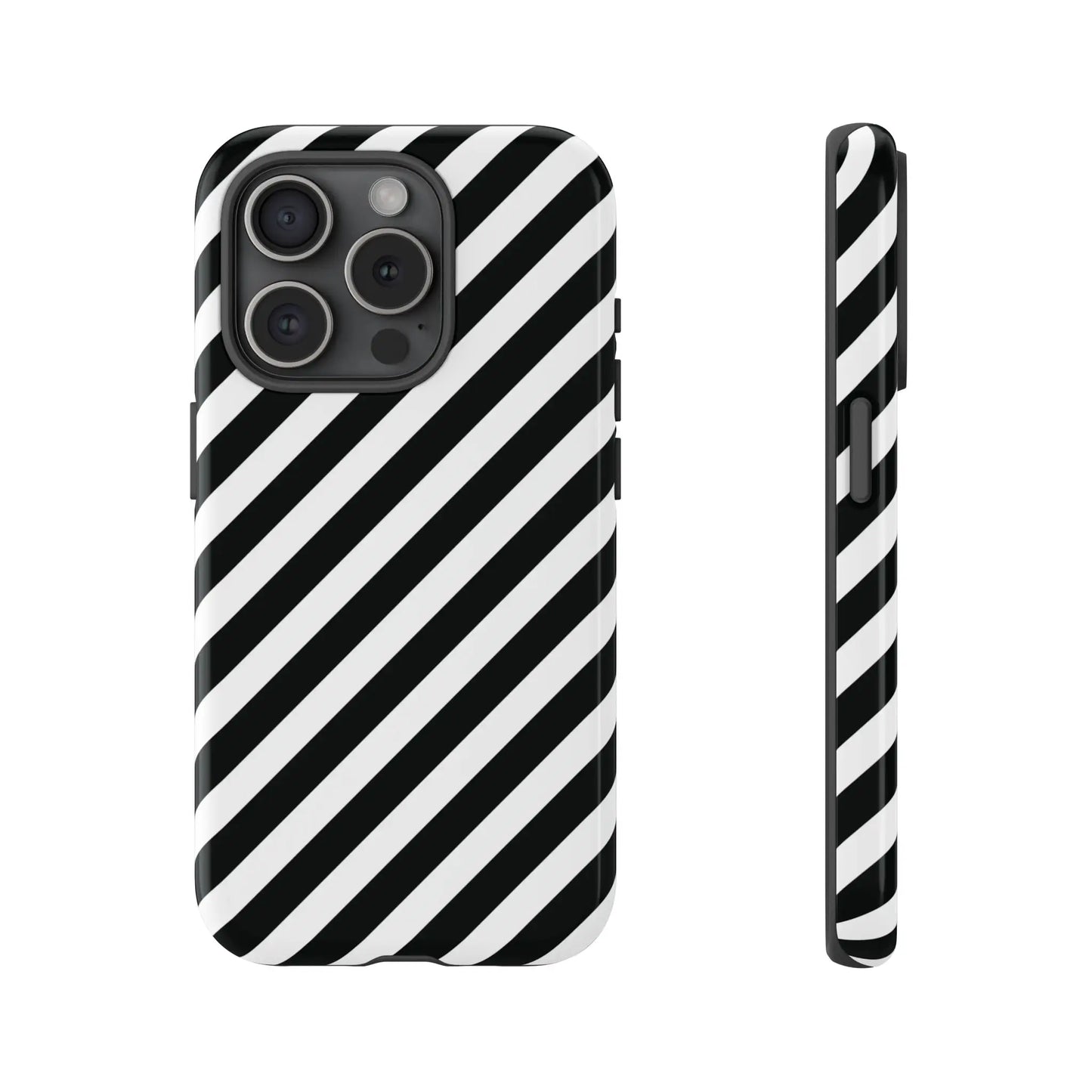 Black White Diagonal Phone Case Cover Protective Sleek Cell Phone Case Modern Smartphone Stylish - iPhone 15 Pro