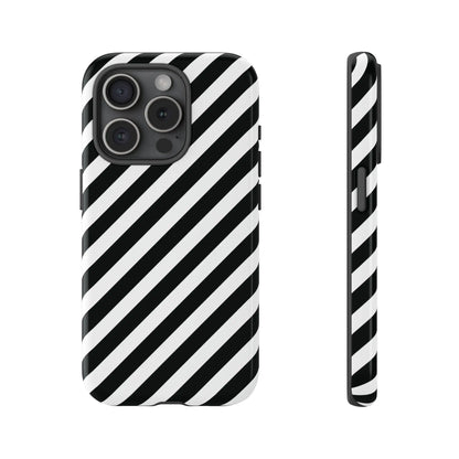 Black White Diagonal Phone Case Cover Protective Sleek Cell Phone Case Modern Smartphone Stylish - iPhone 15 Pro