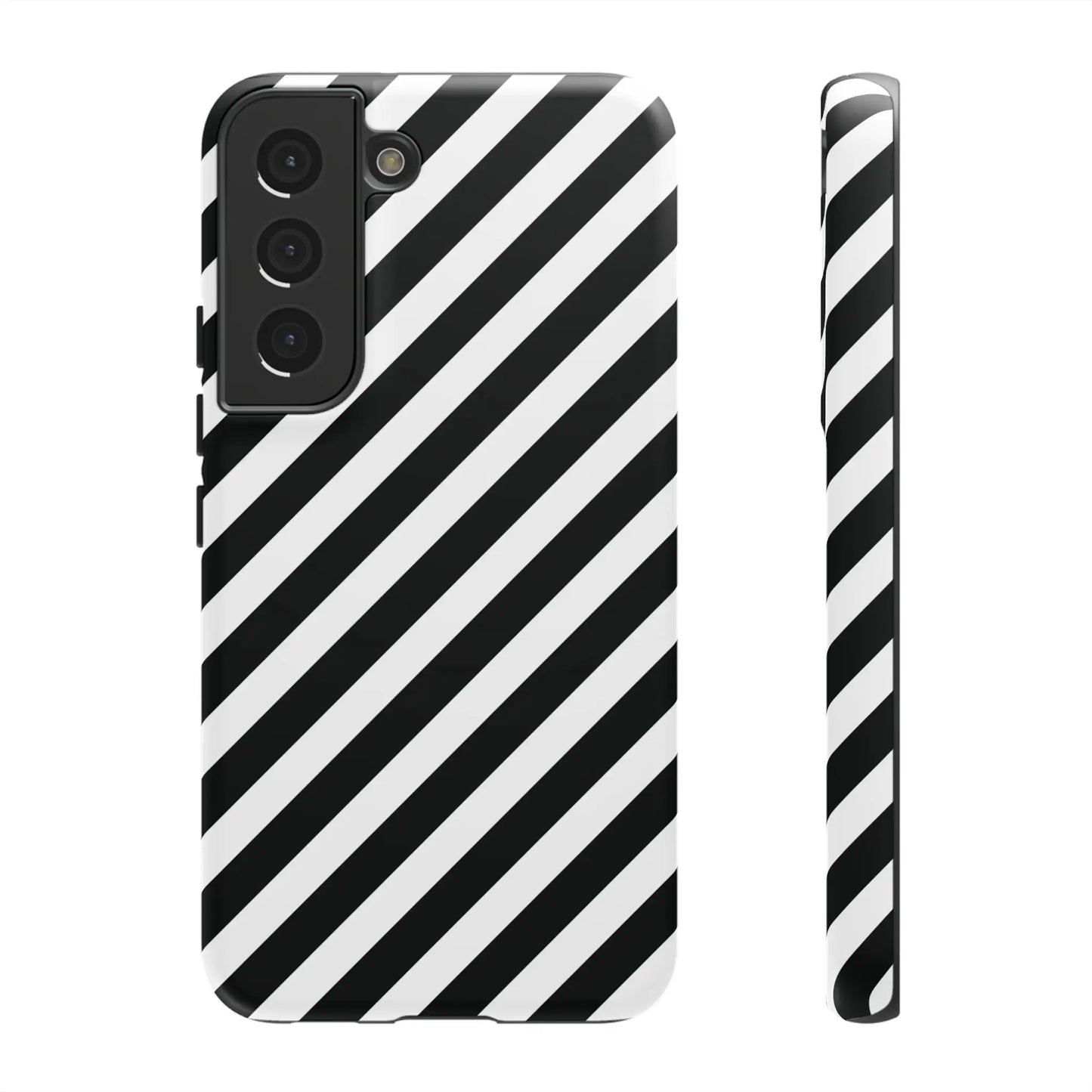 Black White Diagonal Phone Case Cover Protective Sleek Cell Phone Case Modern Smartphone Stylish - Samsung Galaxy S22